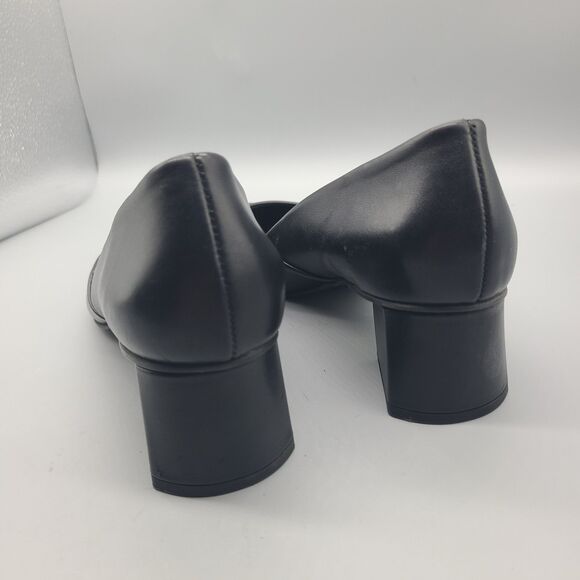 Paul Green Witt Black Leather Pointed Toe Pump Size US 10 Mid Block Heels New - Picture 7 of 12